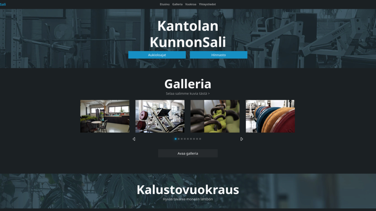 The gallery page for the project