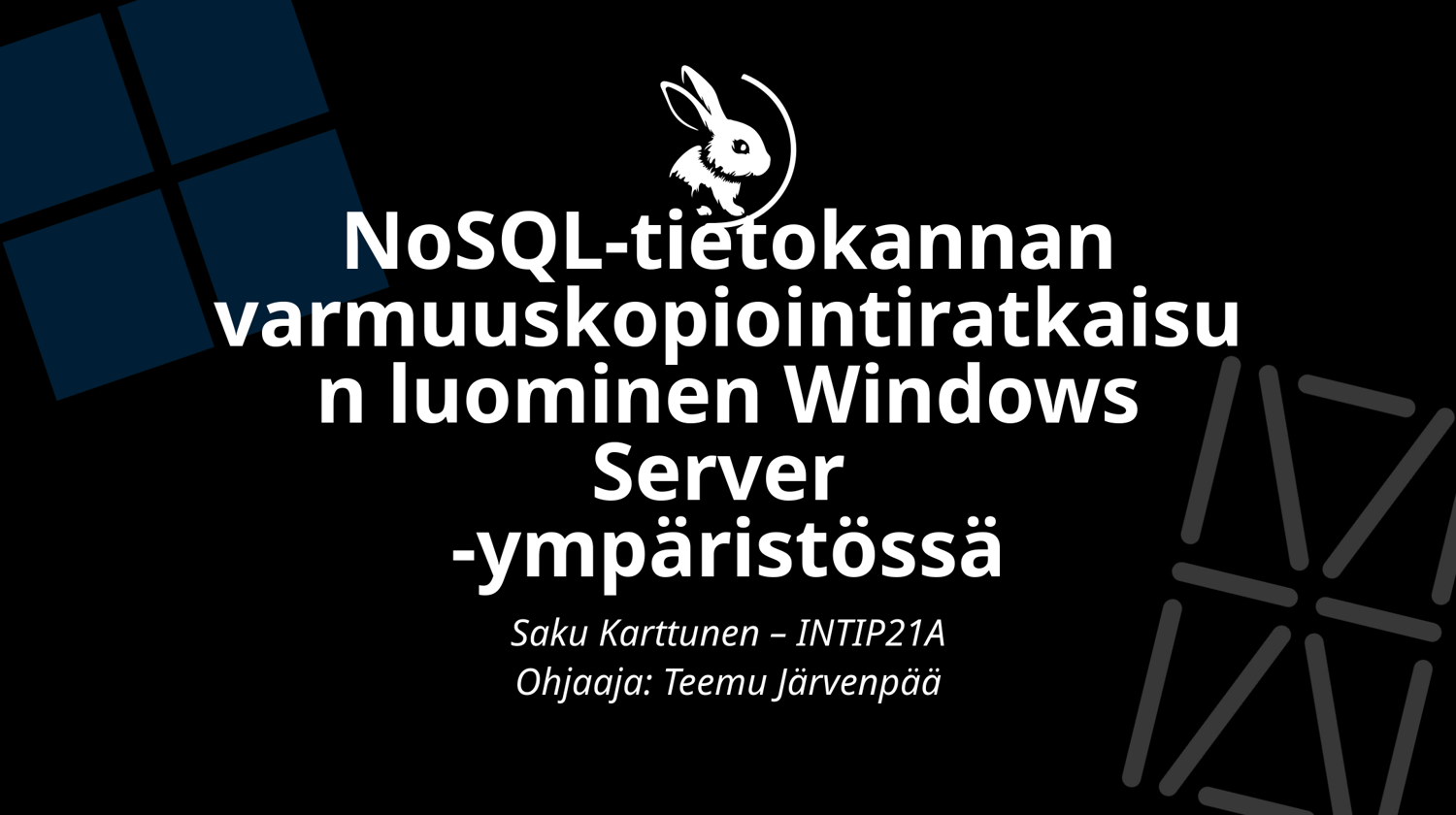 Title of the thesis with the logos of Kaniini Oy, Windows and HAMK